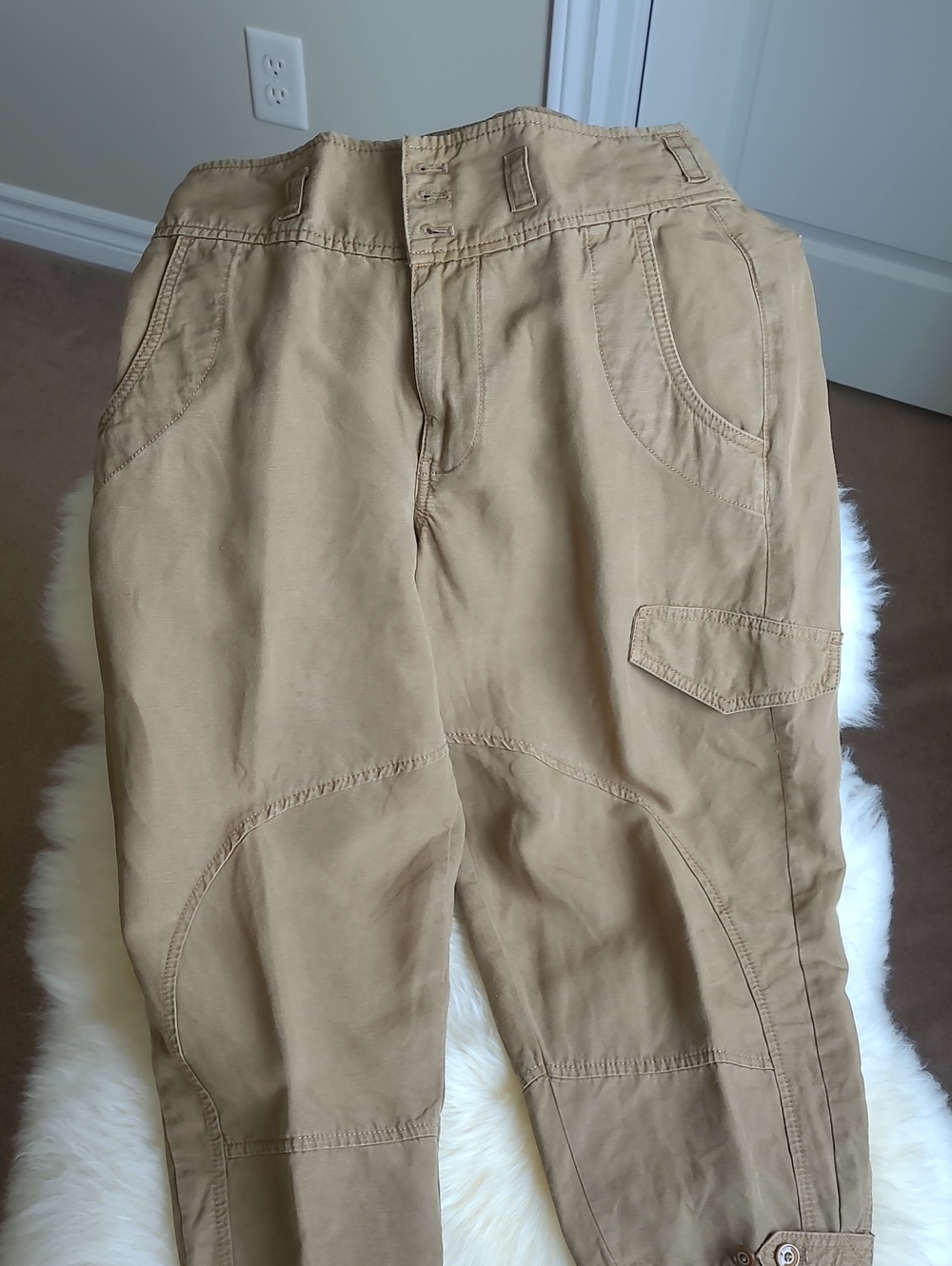 Anthropologie High Waisted Cropped Cargo Pants